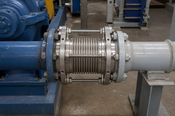 Metal bellows expansion joint in process pump pipeline