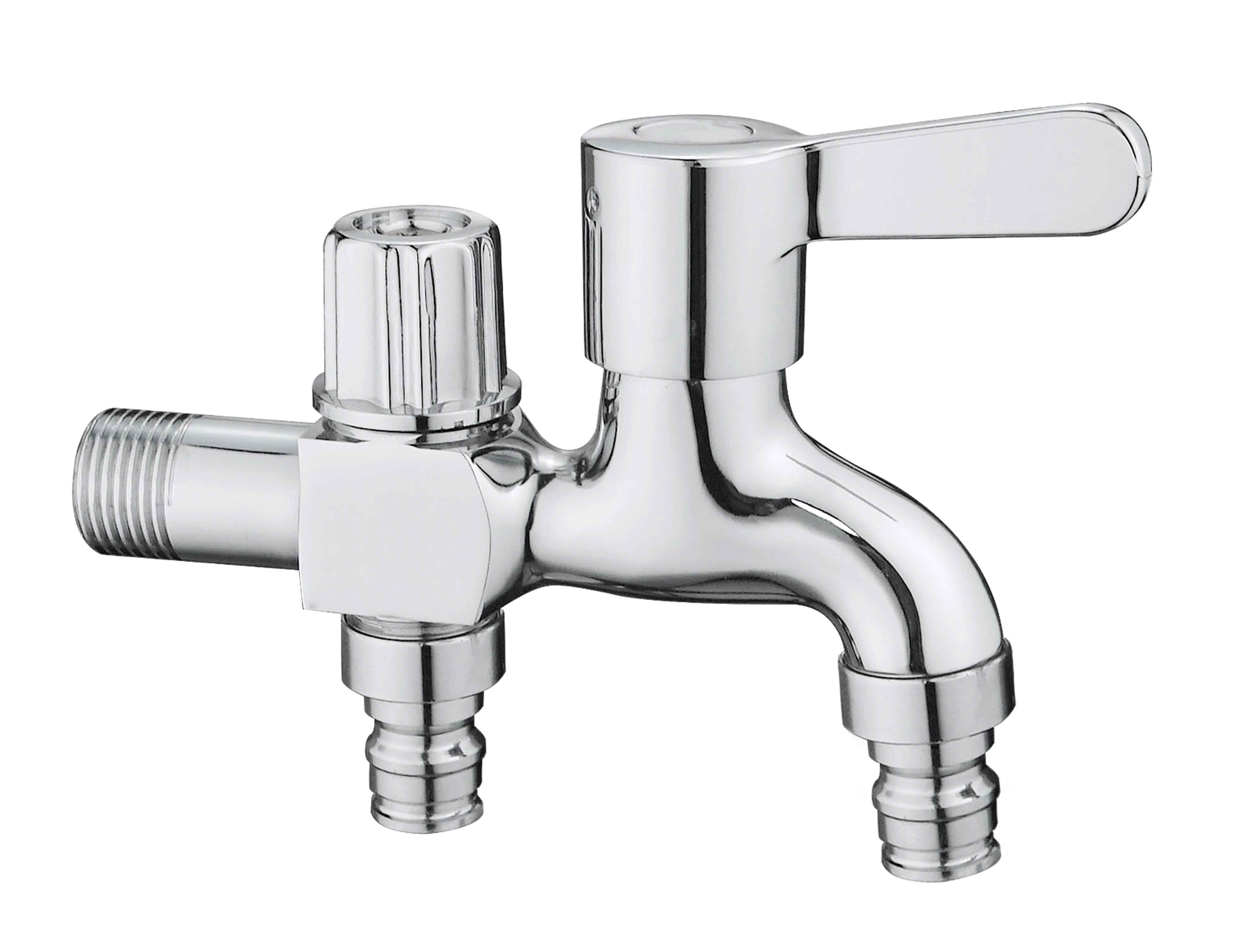 SuLin SL-533 黄铜双出水龙头,G1/2”独立双镀铬龙头,适用于洗衣机和实用设备,压力1.6MPa 详情图 4